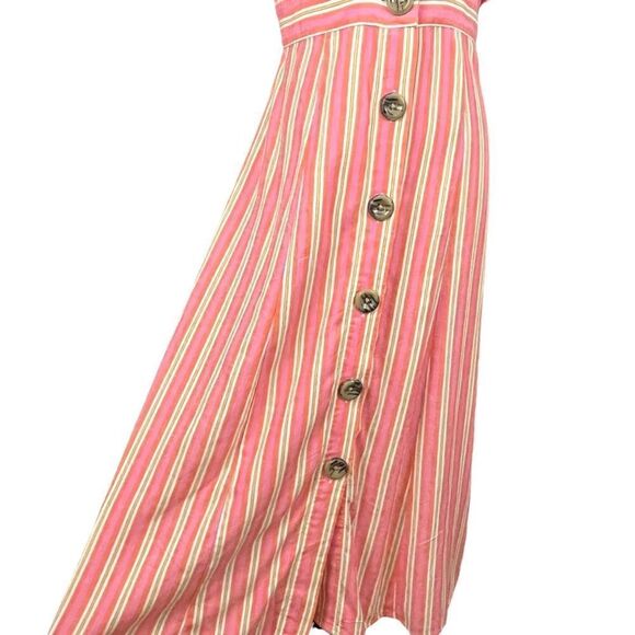 A.N.A Pink Striped Linen Blend Midi Dress S - Picture 5 of 9